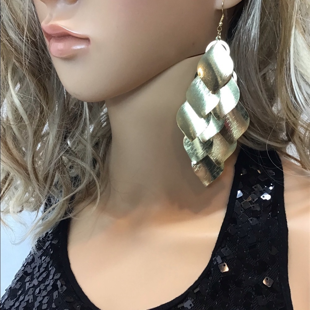 Fashion Glam Gold-Toned Large Dangle Earrings